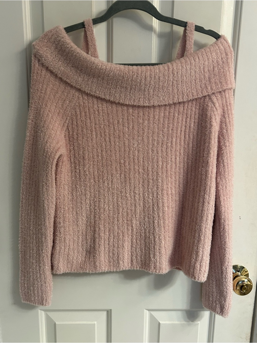 Girls abercrombie kids blush pink off-shoulder fuzzy sweater